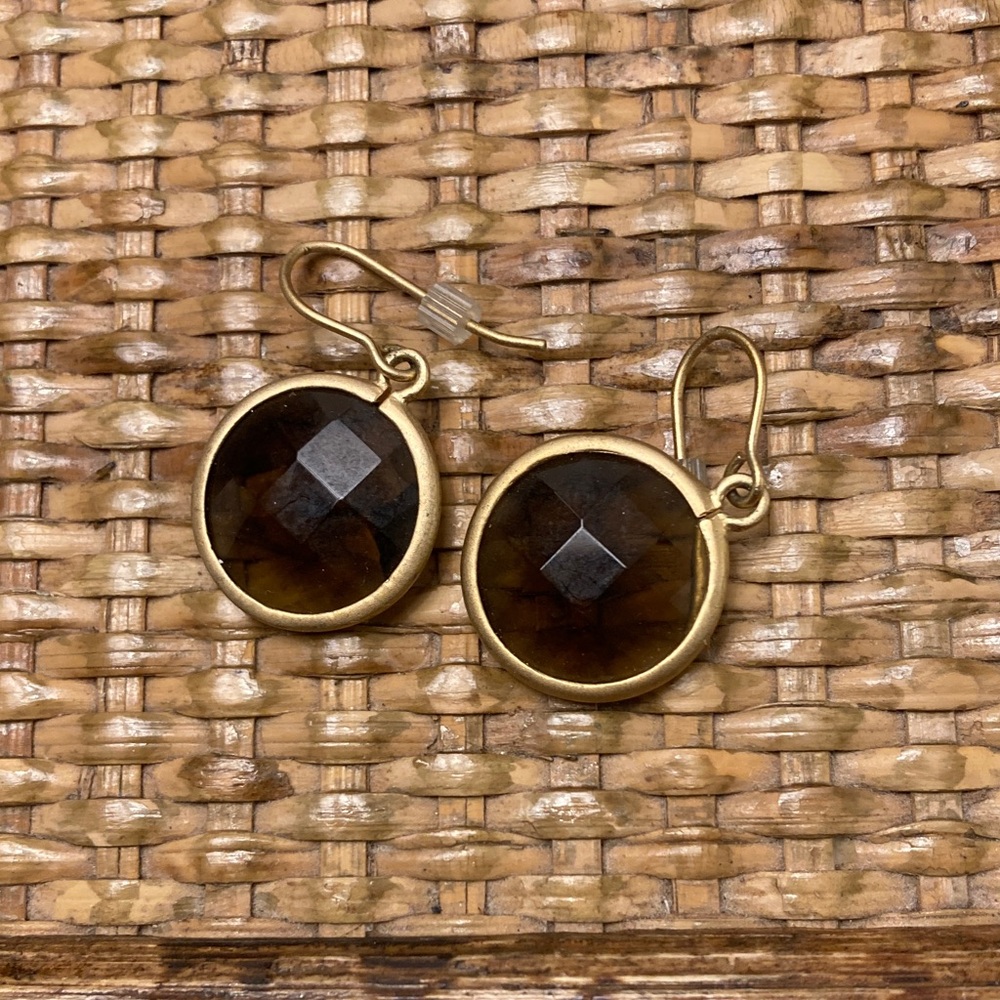 Chic Gold and Brown Gemstone Earrings